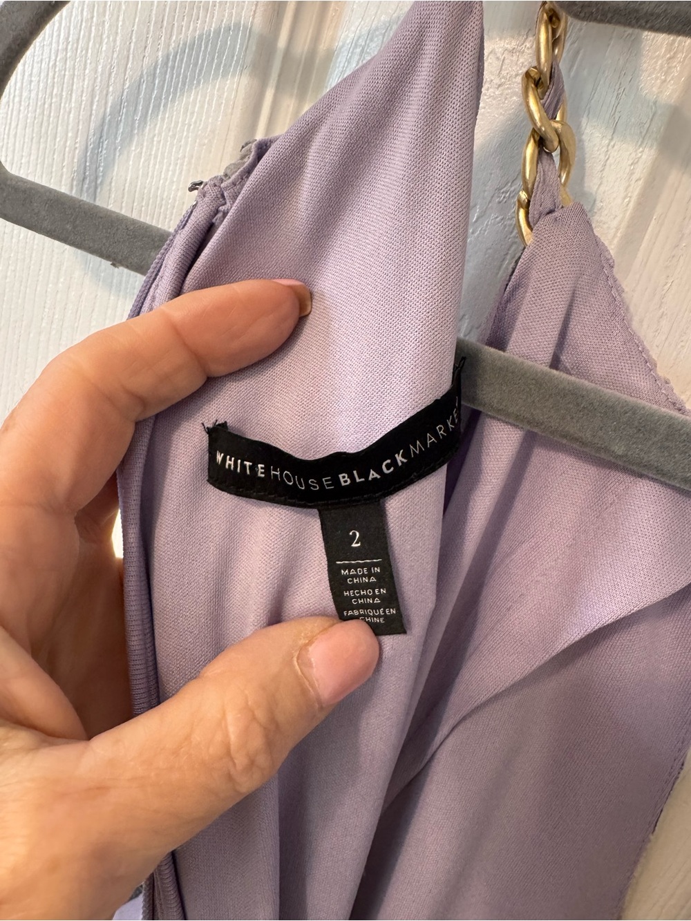 WHBM Lavender Floral Gold Chain Halter High-Low Dress Sz 2 Spring Summer Cocktai - Picture 7 of 16